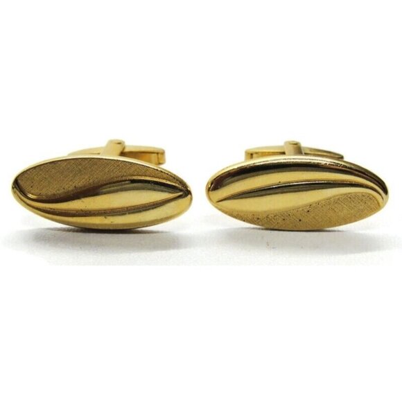 Foster Oval Wave Smooth & Rough Design Cufflinks Tux Shirt Dress Suit Vintage - Picture 8 of 10